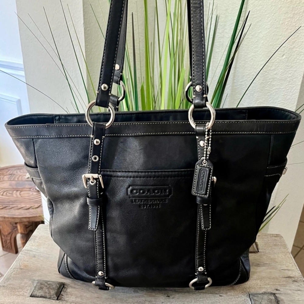 Coach Black Tote Bag with Signature Pattern